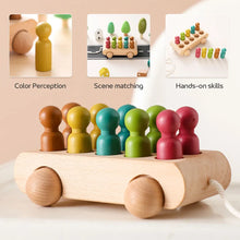 Load image into Gallery viewer, Montessori Wooden Baby Trolley with Colorful Dolls