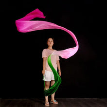 Load image into Gallery viewer, Customized Women Real Silk Streamer Purple Pastel Color Belly Dance Props 5 Mommes Habotai Worship Silk Streamer 400X45cm Flowy