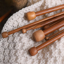 Load image into Gallery viewer, 2pcs New Sweater Needle Carbonized Bamboo Needle Single Head Bamboo Charcoal Needle With Long Wood Needle 35cm Knitting Needle