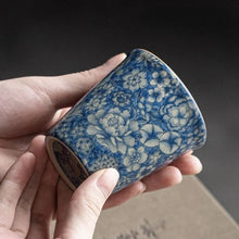 Load image into Gallery viewer, Blue and White Crackle Glaze Teacup, 110ml