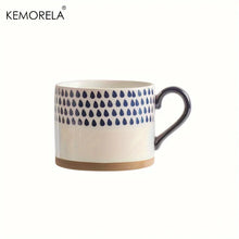 Load image into Gallery viewer, KEMORELA 1PCS 450ML Nordic Ceramic Cup Coffee Milk Mug with Handle Retro Large Capacity Japanese Breakfast Oatmeal Cup Gift Set