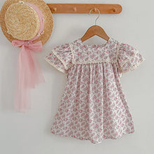 Load image into Gallery viewer, Kids Clothes Fashion Girl Dress Flower Embroidery Retro Lace Dress Cotton Princess Vestido Casual Round Neck Summer New Sweet