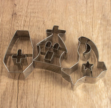 Load image into Gallery viewer, Stainless Steel Halloween Cookie Cutters - Skull, Pumpkin, Ghost, Coffin & Haunted House
