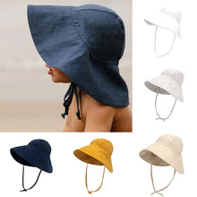 Load image into Gallery viewer, Baby SunHat Summer Boys Girls Bucket Hat Kids Cotton UV Travel Hats Child Big Brim Outdoor Beach Caps Fashion Casual Panama Cap