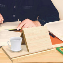 Load image into Gallery viewer, 1 PCS Wooden Triangle Bookshelf Book Stand Holder, Book Holder With Coffee Drink Holder, Wood Book Rest Bookcase