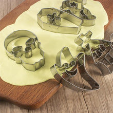 Load image into Gallery viewer, Stainless Steel Halloween Cookie Cutters - Skull, Pumpkin, Ghost, Coffin & Haunted House