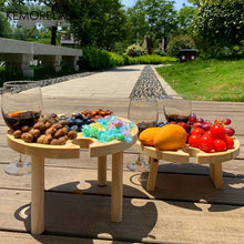 Load image into Gallery viewer, Wooden Portable Folding Picnic Table - Wine & Snack Tray