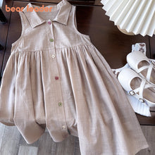 Load image into Gallery viewer, Bear Leader New Solid Baby Girl Dress Cotton Button Kids Dresses Summer Princess Party Dress Toddler Girls Sundress Kids Clothes
