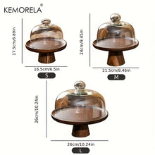 Load image into Gallery viewer, Japanese Wooden Cake Tray with Glass Lid