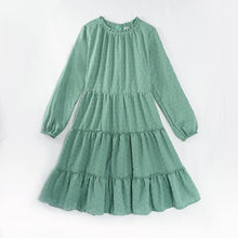 Load image into Gallery viewer, Girlymax Fall Winter Baby Girls Mommy &me Boutique Children Clothes Swiss Dot Chiffon Long Sleeve Dress Kidswear