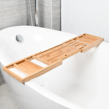 Load image into Gallery viewer, Expandable Luxury Wooden Bathtub Caddy Tray Accessories 23.62''-34.25'' Soap Dish Non Slip Tablet Holder