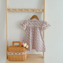 Load image into Gallery viewer, Kids Clothes Fashion Girl Dress Flower Embroidery Retro Lace Dress Cotton Princess Vestido Casual Round Neck Summer New Sweet