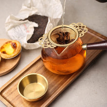 Load image into Gallery viewer, Gold Stainless Steel Tea Strainer with Drip Base
