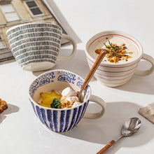 Load image into Gallery viewer, Japanese Style Hand-Painted Striped Ceramic Coffee Mug