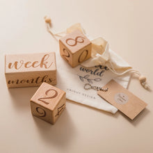 Load image into Gallery viewer, 3pc Raw Wood Baby Milestone Blocks - Engraved Photography Props