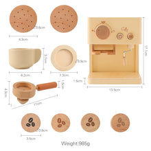 Load image into Gallery viewer, 10pc Baby Coffee Machine Toy Set Wooden Kitchen Supplies Coffee Machine Model Children Play Simulation Coffee Cake Pretend Toys