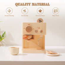 Load image into Gallery viewer, 10pc Baby Coffee Machine Toy Set Wooden Kitchen Supplies Coffee Machine Model Children Play Simulation Coffee Cake Pretend Toys