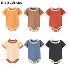 Load image into Gallery viewer, Color Matching Newborn Baby Organic Cotton Summer Rompers Short Sleeve Soft Skin-friendly Romper Pajamas Infant Tops Jumpsuit