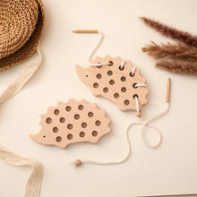 Load image into Gallery viewer, Beech wood hedgehog lacing board