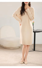 Load image into Gallery viewer, 100% Wool V-Neck Batwing Sleeve Knit Dress
