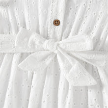 Load image into Gallery viewer, PatPat Mommy and Me 100% Cotton Solid Textured Flutter-sleeve Belted Dresses