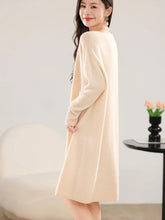 Load image into Gallery viewer, 100% Wool V-Neck Batwing Sleeve Knit Dress