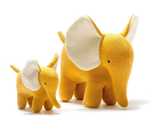 Load image into Gallery viewer, Ellis the Elephant Plush Toy Knitted Organic Cotton Mustard