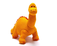 Load image into Gallery viewer, Knitted Orange Diplodocus Dinosaur Plush Toy