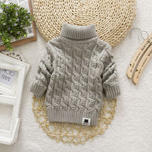Load image into Gallery viewer, PHILOLOGY Plush inside pure color winter boy girl kid thick Knitted turtleneck shirts solid high collar pullover fluff sweater
