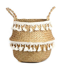 Load image into Gallery viewer, Macrame Tassel Wicker Basket