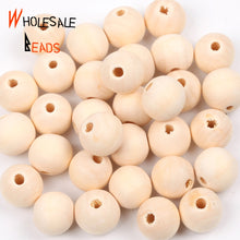 Load image into Gallery viewer, 4-50mm Natural Wood Beads Round Spacer Wooden Pearl Lead-Free Balls Charms For Jewelry Making DIY Handmade Accessories1-1000pcs