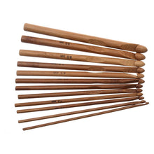 Load image into Gallery viewer, Bamboo Crochet Hook Set for Knitting and DIY Crafts - 12 Sizes