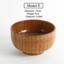 Load image into Gallery viewer, Japanese Style Wooden Bowl Tableware Original Soup/Salad Rice Noodles Bowls Food Container Wood Eating Bowl for Children Kids