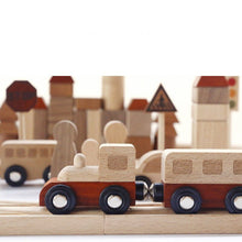 Load image into Gallery viewer, Wooden Forest Train Building Blocks with Traffic Signs