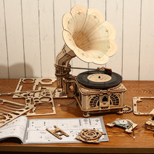 Load image into Gallery viewer, Hand Crank DIY Gramophone Wooden Puzzle for Kids