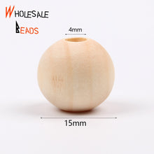 Load image into Gallery viewer, 4-50mm Natural Wood Beads Round Spacer Wooden Pearl Lead-Free Balls Charms For Jewelry Making DIY Handmade Accessories1-1000pcs