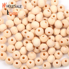 Load image into Gallery viewer, 4-50mm Natural Wood Beads Round Spacer Wooden Pearl Lead-Free Balls Charms For Jewelry Making DIY Handmade Accessories1-1000pcs