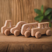 Load image into Gallery viewer, Montessori Wooden Cars for Play and Baby Teething