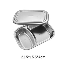 Load image into Gallery viewer, Stainless Steel Divided Dinner Plate Lunch Box With Lid Fast Food Tray Container 2/3/4 Section School Home Canteen Supplies