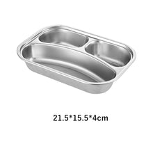 Load image into Gallery viewer, Stainless Steel Divided Dinner Plate Lunch Box With Lid Fast Food Tray Container 2/3/4 Section School Home Canteen Supplies