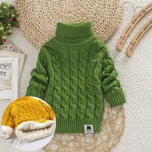 Load image into Gallery viewer, PHILOLOGY Plush inside pure color winter boy girl kid thick Knitted turtleneck shirts solid high collar pullover fluff sweater