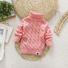 Load image into Gallery viewer, PHILOLOGY Plush inside pure color winter boy girl kid thick Knitted turtleneck shirts solid high collar pullover fluff sweater