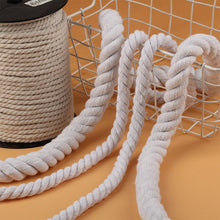 Load image into Gallery viewer, 2meter Beige 100% Cotton Three twisted Rope String Cord Twine Sash Craft 5mm-20mm Cotton Thick Cords For Handmade Decorative