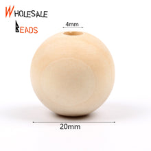 Load image into Gallery viewer, 4-50mm Natural Wood Beads Round Spacer Wooden Pearl Lead-Free Balls Charms For Jewelry Making DIY Handmade Accessories1-1000pcs
