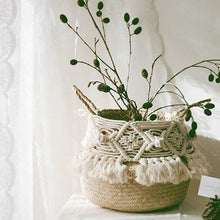 Load image into Gallery viewer, Macrame Tassel Wicker Basket