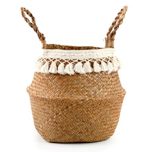 Load image into Gallery viewer, Macrame Tassel Wicker Basket