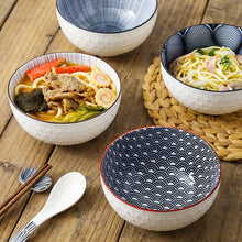 Load image into Gallery viewer, Nordic Style Hand-Painted Ceramic Ramen Bowls