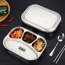 Load image into Gallery viewer, Stainless Steel Divided Dinner Plate Lunch Box With Lid Fast Food Tray Container 2/3/4 Section School Home Canteen Supplies