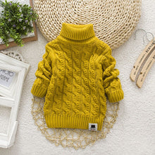Load image into Gallery viewer, PHILOLOGY Plush inside pure color winter boy girl kid thick Knitted turtleneck shirts solid high collar pullover fluff sweater