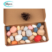 Load image into Gallery viewer, Hot Wooden Rocks Stones Wood Balancing Stacked Stone Baby Building Block Montessori Toys Block Colored Stone Kids Toys
